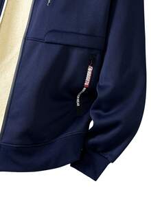 Men's Fashionable Casual Multi-Function Warm Hooded Zip-Up Jacket, Sherpa Lining Casual Hoodie Jacket, Thick Sherpa Full Zip Hooded Sweatshirt, Suitable For Autumn/Winter, Warm Long Sleeve, Men's Warm Wear, Winter Clothing - Navy Blue - View 5