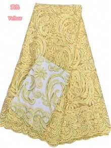 5 Yards/1 Yard High Quality French Mesh Lace Fabric, African Lace Embroidery, Nigerian Sequin Sheer Lace, Suitable For Sewing, Party, Wedding Fabric, Green - Multicolor - View 14