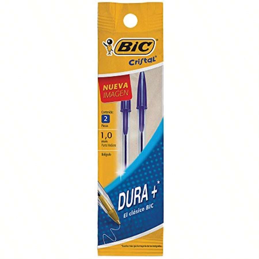 Bic Cristal Stick Ball Pens Medium Point Blue 2-Pack Ideal For Office Writing School Note-Taking And Daily Journaling With Smooth Gliding Ink And Durable Design For Reliable Performance - Blue - View 1