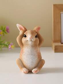 1pc Easter Resin Rabbit Figurine, "See No Evil, Hear No Evil, Speak No Evil" Series, Living Room, TV Cabinet, Desk Decor, Easter Decoration, Garden Ornament, Home Decor, Rabbit, Gift - Multicolor - View 9