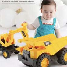 Large Realistic Excavator Toy For Kids - Realistic Excavator With Inertia And Sliding Motion, Perfect For Beach And Backyard Play | Construction Vehicle, Bulldozer, Loader, Back To School Gift - Multicolor - View 2