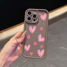 La carcasa del teléfono anti - caída simple y de moda adopta un patrón de corazón y es adecuada para iPhone 17, 16, 15, 14, 13, 12, 11 Pro / air / xR / XS y samsungs25 / S24 / S23 / S22 / Fe / plus, hecha de material tpu, que proporciona protección de amortiguación. Regalos para amigos y San valentín. - Blanco - Ver 6