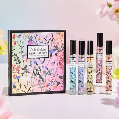 5pcs/Set 10ml Fragrance Spray Set, Includes 5 Floral Scents. Victoria's Variety Scented Gift Box, Elegant And Suitable For Odor Elimination And Adding Fragrance To Any Space, An Excellent Gift Choice.