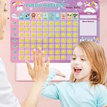 Tabla de Recompensas para Niños en Español, Tabla de Tareas para Niños de Pared para Refrigerador, Programa motivador de Buena Conducta con 15 Tareas y 140 Estrellas de Recompensa (Verde) - Azul - Ver 6