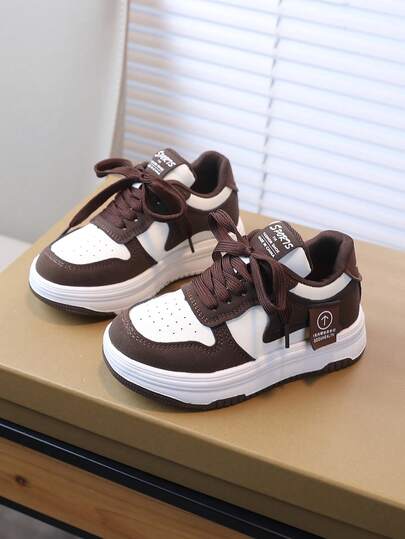 1 Pair Children's Fashionable Casual Slip-Resistant Sneakers, Suitable For Autumn, Suitable For Older Kids