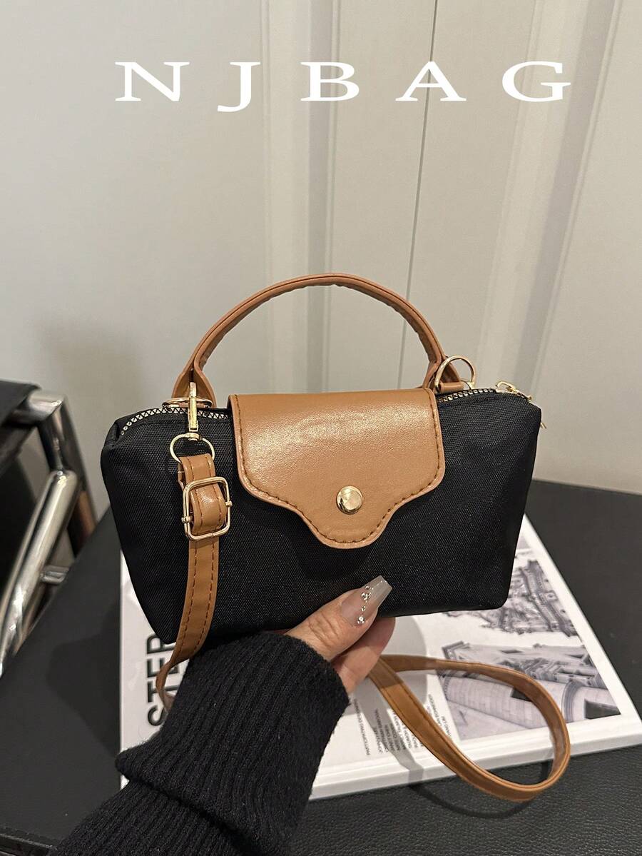 1个迷你时尚手提包，小方包，时尚百搭的女士单肩/斜挎包，纯色迷你钱包，可装手机、零钱、口红等，日常通勤必备