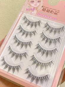 5 Pares de Delineador Preto de Cauda de Peixe Naturalmente Separado, Design Reutilizável Suave e Leve, Efeito Charmoso, Fácil de Usar, Delineador Preto Cômico, Maquiagem Suave Natural Asiática, Ferramenta de Maquiagem de Cosplay de Animação Coreana - Preto - Visão 2