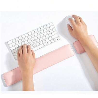 Reposamuñecas de teclado de cuero suave, de material de espuma de memoria, alivia fácilmente el dolor de escribir, juego de teclado y alfombrilla de ratón, adecuado para computadora, portátil, hogar y oficina