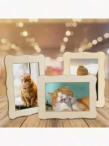 20/6 إطارات صور خشبية صلبة DIY - إطارات صور موجية يدوية الصنع مقاس 6 بوصات مصنوعة من الخشب، إطار صور صغير فارغ واحد لعرض الصور؛ تصميم بسيط، إطارات الصور الخشبية مثالية للأعراس وغرف المعيشة والنوم وديكور جدران الصور والديكور المنزلي، وحوامل الصور وإطارات الصور