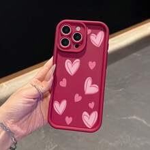 La carcasa del teléfono anti - caída simple y de moda adopta un patrón de corazón y es adecuada para iPhone 17, 16, 15, 14, 13, 12, 11 Pro / air / xR / XS y samsungs25 / S24 / S23 / S22 / Fe / plus, hecha de material tpu, que proporciona protección de amortiguación. Regalos para amigos y San valentín. - Blanco - Ver 7