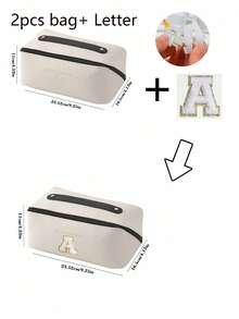 1pc High Quality PU Cosmetic Bag Travel Bag With Letters Cosmetic Storage Bag, Large Capacity Women's Handbag, Portable Travel Storage Bag, Multifunctional Waterproof Bag, Cosmetic Storage Bag, Travel Accessories, Travel Essentials, Cruise Essentials, Jewelry Storage, Lip Oil Storage, Nail Polish Storage, Valentine's Day Gifts, Bridesmaid Gifts, Birthday Gifts, Friends And Teacher Gifts, Holiday Gifts, Mother's Gifts, Women's Gifts