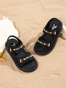 1双女童露趾凉鞋，软底，时尚韩版公主风学生可爱百搭夏季凉鞋 - 黑色 - 查看 5