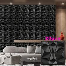3D Wall Panel For Interior Wall Decoration, Water- And Oil-Resistant, PVC, Geometric Textured Wall Panel For Living Rooms, Halls, Bedrooms, Hotels, Offices, Black/White, 30 Cm X 30 Cm (Incl. Roll Of Wall Tape) - Kim cương nhỏ - Xem 12