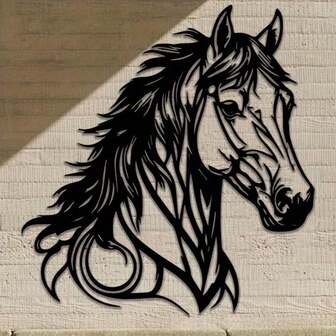 1 pieza Decoración de pared de metal con diseño de caballo - Tema animal para hogar u oficina, arte ecuestre para interiores, sin necesidad de electricidad, colocación horizontal - Regalo ideal para amantes de los caballos