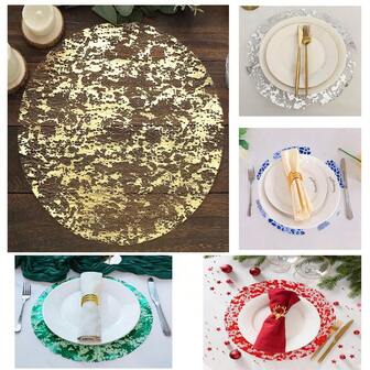 Engångsbestickmatta, dekorativ bordsunderlägg med varmstämpling i nät, lämplig för bröllop, födelsedagsfester, köks- och matbordsdekoration, alla hjärtans dag- och julbordsdekoration