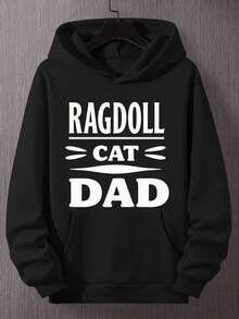 Sudadera con capucha para hombres Daddy Font |   Tela casual sin elasticidad, ajuste holgado, sudadera con capucha y bolsillos, muy adecuada para otoño/invierno. - Negro - Ver 12