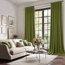 Olive Green Pinch Pleated Curtains 96 Inches Long, Thermal Insulated Window Drapes With Hooks, Soft Track System Panels Living Room, W38 X L96, 2 Panels, Home Decor - 橄欖綠 - 查看 2