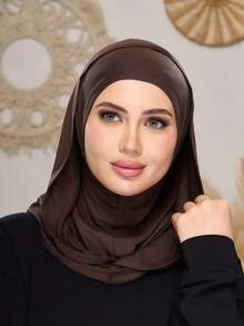 قناع رأس وعنق نسائي من لون واحد، قناع تزلج، دافئ للرقبة، عصابة رأس مرنة، لف الرأس، قابل للتنفس مريح ومطاطي، واسع الحافة، ماص للعرق، لا انزلاق، متعدد الوظائف، لملابس رياضية، وشاح أنيق بسيط، قبعة ومطابقة لعصابة الرأس في واحد، ضروري للعطلات والسفر - بني - مشاهدة 4