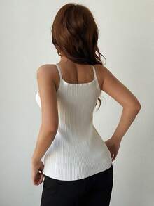 GIGOGOU Fashionable Sexy Contrast Color Lace Summer Women Camisole Casual Ribbed Camisole - White - View 6