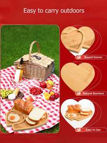 1pc Heart-Shaped Bamboo Tray, Valentine's Day Wooden Platter, Heart-Shaped Cheese Board, Snack Dessert Candy Serving Tray, Suitable For Wedding, Mother's Day Gifts