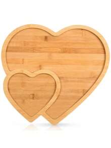 1pc Heart-Shaped Bamboo Tray, Valentine's Day Wooden Platter, Heart-Shaped Cheese Board, Snack Dessert Candy Serving Tray, Suitable For Wedding, Mother's Day Gifts
