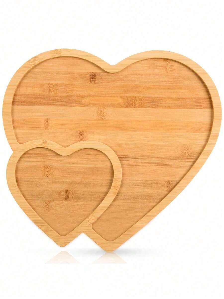 1pc Heart-Shaped Bamboo Tray, Valentine's Day Wooden Platter, Heart-Shaped Cheese Board, Snack Dessert Candy Serving Tray, Suitable For Wedding, Mother's Day Gifts