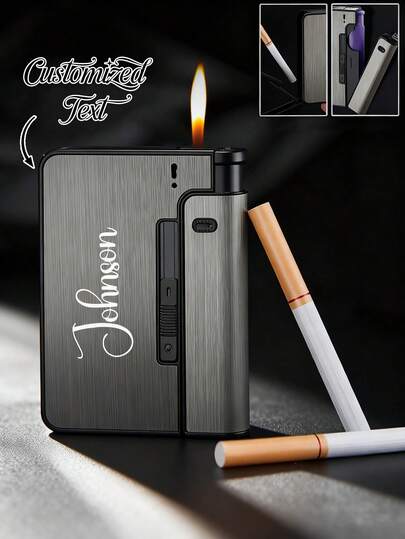 1pc Personalized Laser Engraving Cigarette Holder, Cigarette Case Gift For Smoker, Custom Cigarette Box, Metal Cigarette Case, Gift For Him,Father's Day Gift