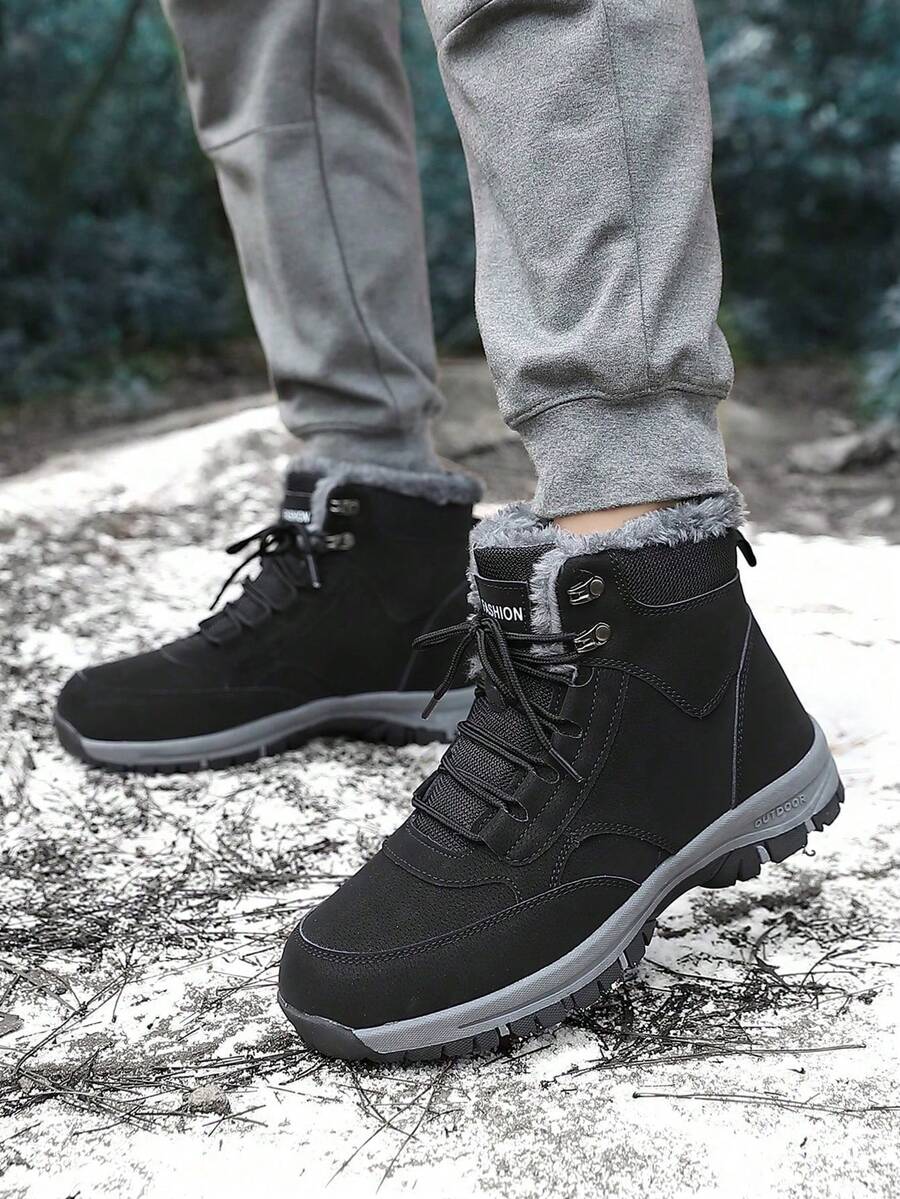 Men's Winter Snow Boots With Thermal Lined, Water-Resistant, Outdoor Warm Hiking Shoes