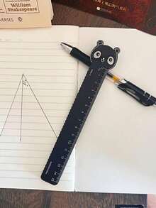 1 pieza Regla de aleación de aluminio de 20 cm de grosor, regla con forma de animal lindo para estudiantes, dibujo, pintura, uso de oficina, herramienta de medición multiusos con marcas claras - 20cm - Ver 7