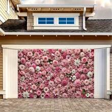 1pc Romantic Pink Floral Polyester Party Banner - Blooming Rose And Peony Design, Suitable For Valentine's Day, Wedding, Home And Garden Celebration, Studio Background, Outdoor Events - Multicolor - View 3