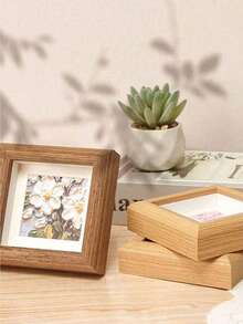 1pc Mini Square Wooden Photo Frame - Hanging Display Decoration, Gift For Valentine's Day And New Year, Wedding Photo Frame - Multicolor - View 2