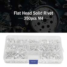 Remaches sólidos, 350 piezas de aluminio de cabeza plana M4 4 mm 6 mm 8 mm 10 mm 12 mm 16 mm 20 mm Kit surtido de remaches sólidos, con caja de plástico - 1 - Ver 4