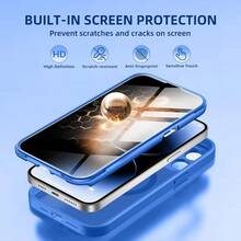 MX   BERFY - Funda para iPhone 14 Pro Max compatible con protector de visualización de privacidad integrado y protección de cámara antiespía cuerpo completo a prueba de golpes mate para 14 Pro - AzulKlein - Ver 3