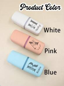 Personalized Toothbrush Holder, Customized Letter Toothbrush Travel Case, Toothbrush Travel Case With Toothpaste Holder And Rinse Cup, Covered Toothbrush Cup Holder, Portable Toothbrush Set, Customizable, Valentine's Day Gift, Lightweight, Elegant, Large Capacity, Dental Care Kit, Bathroom, Couples - Style a - View 5