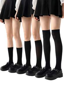 3pairs Solid Socks - White - View 2