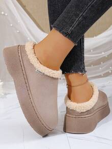 女士冬季新款半包式厚底雪地靴/凉鞋 - 卡其色 - 查看 6