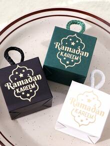 10pcs/Set Paper Gift Wrapping Box, Modern Letter Graphic Gift Packaging Box For Party Ramadan Festival