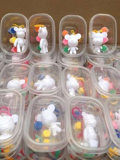 Creative DIY Keychain Set, DIY Craft Kit, Violent Bear Keychain, Graffiti Keychain, Handmade DIY Gift Set, Party Gift Set, Includes Various Colorful Paints, Suitable For Party Activities, DIY Crafts, Birthday Parties, Weddings, Ideal As Birthday Gifts, Christmas Gifts, Party Gifts