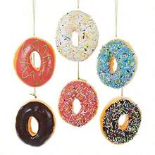 ASKurt Adler 4 Inch Set of 6 Assorted Donut Plastic Ornaments Red White Purple - RojoBlancoMorado - Ver 2