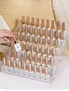 Suporte de Exposição Transparente de Acrílico para Esmalte de Unha; Suporte de Exposição em Degraus de Sombra para Olhos com Almofada de Ar para Cosméticos.