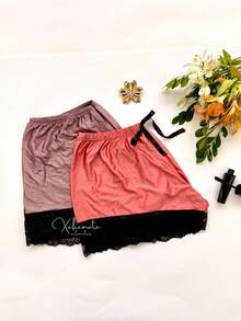 Set Of 3 Short Doll Shorts With Lace And Satin Polyamide Shiny Sexy Women's Pajama Shorts - 彩色 - 查看 8