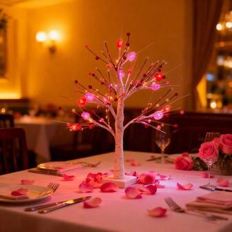 Rosa kristall hjärtformad julgranslampa med sfärisk form, romantisk atmosfär för juldekoration, batterifri, hjärtformad älvlampa lämplig för bröllop, festliga fester, vårdekoration, påsk och mors dag presentkreativitet