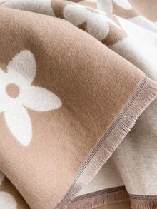 1pc Faux Cashmere Minimalist Elegant Star Pattern Jacquard Warm Scarf, Suitable For Women To Use As Blanket In Air-Conditioned Room, Fashion Versatile Neck Warmer For Autumn/Winter Outings And Travel, Ideal Gift