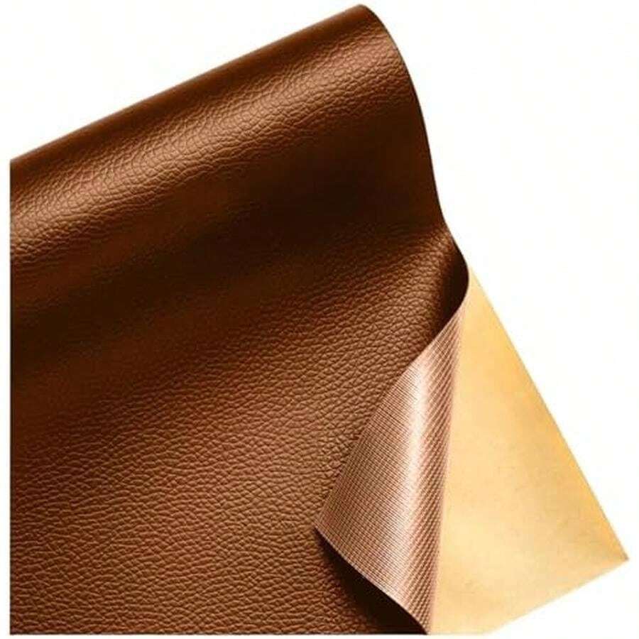 Kit de Parches Reparadores de Piel,Parche de Cuero Autoadhesivo,Piezas ReparacióN de Cuero Pegatinas,Ideal para Restaurar ArtíCulos De Piel Como SofáS, Sillas, Bolsos, Etc. 50 X 200 cm (Marrón Oscuro) - Marrón Claro - Ver 1