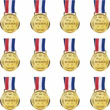 12 Pieces Award Medals-Winner Medals Prizes Sports, Competitions, Party, Spelling Bees, Style, 2 Inches - Gold - View 8