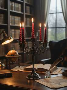 1件/套 波西米亚风锌合金桌面装饰五臂/三臂烛台，金色复古俱乐部家居客厅节日浪漫氛围装饰烛台，结婚纪念日浪漫氛围装饰，家居装饰，壁炉，圣诞派对，乔迁礼物，婚礼，餐厅，派对烛台，壁炉装饰烛台 - 槍黑色 - 查看 4