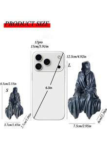 Estatua de túnica negra misteriosa de 2.5/5 pulgadas - Figura decorativa de resina extravagante, estatua sentada de estilo gótico, adecuada para estantería, escritorio de oficina, jardín, decoración del hogar, regalo para amigos y familiares