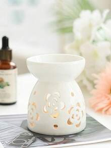 1 pièce de bougeoir en céramique blanche creuse avec motif en forme de cœur ou de fleur, chauffe-bougie, diffuseur d'huiles essentielles parfumées pour la famille, Saint-Valentin, Ramadan, Noël, mariage, Nouvel An chinois, automne, anniversaire, hiver, décoration de la maison, cadeau, chambre à coucher, salle à manger, salon, décoration d'ambiance - Multicolore - Voir 9