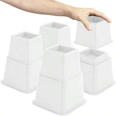 Utopia Bedding Adjustable Bed Furniture Risers - Elevation In Heights 3, 5 Or 8 Inch Heavy Duty Risers For Beds - Supports Up To 1,300 Lbs - (Set Of 36, White)