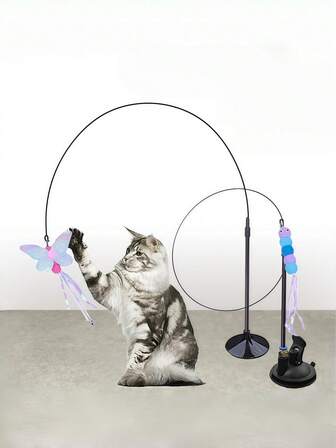 1 stuk interactief speelgoed voor kattenplaagstokken, navulling voor kunstmatige verenbel voor huisdieren, geschikt voor kattenoefeningen en zelfvermaak, draagbare plaagstok, diverse insecten vervangen de kop